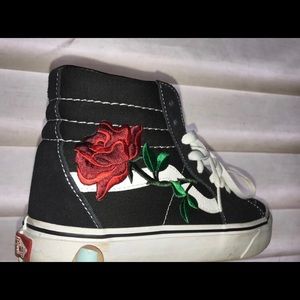 Hightop Classic Vans with Rose Embroidery